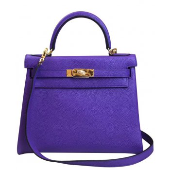 Hermes Kelly Bag 25 Togo Leather Purple