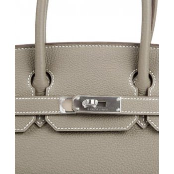 Hermes Birkin 30 Bag Togo Leather Gray