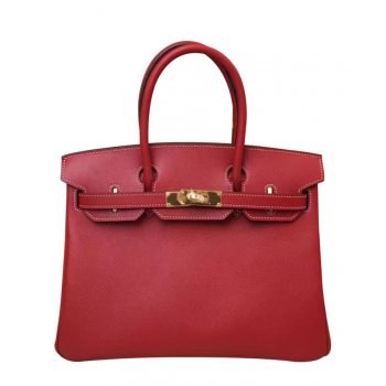 Hermes Birkin 35 Bag Togo Leather Red Gray