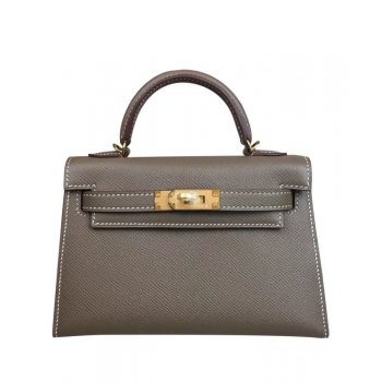 Hermes Kelly Bag 19 Epsom Leather Dark Gray
