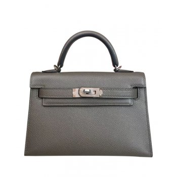 Hermes Kelly Bag 19 Epsom Leather Dark Gray