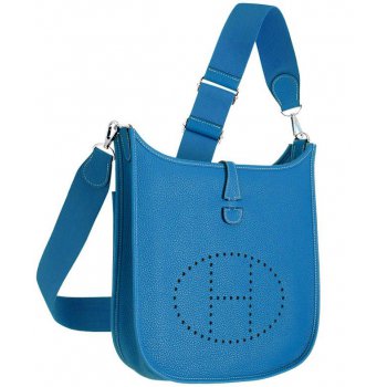 Hermes Tan Evelyne Shoulder Togo II TPM Bag Blue