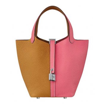 Hermes Bi-Color Picotin Lock Togo Bag 18cm Pink