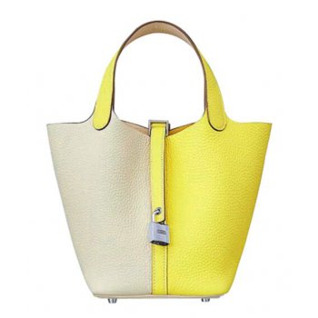 Hermes Bi-Color Picotin Lock Togo Bag 18cm Yellow