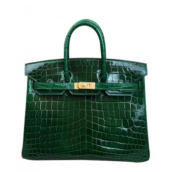 Hermes Birkin 25 Crocodile leather Green Peachblow