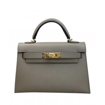 Hermes Kelly Bag 19 Epsom Leather Gray