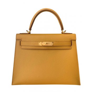 Hermes Kelly Bag 28 Togo Leather Apricot Red