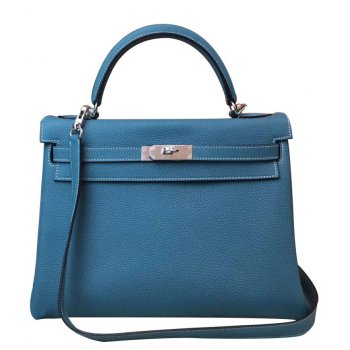 Hermes Kelly Bag 28 Togo Leather Blue