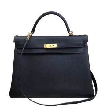 Hermes Kelly Bag 35 Togo Leather Black Yellow