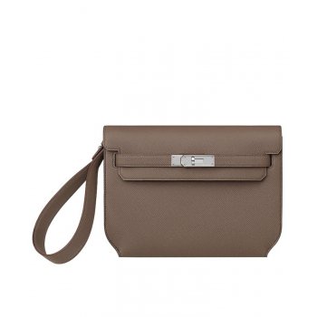 Hermes Kelly Depeches 25 Pouch Gray