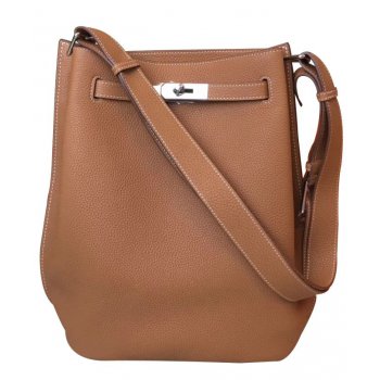 Hermes So Kelly Bag 22 Togo Leather Light Coffee