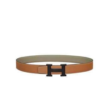 Hermes 5382 Belt Buckle & Reversible Leather Strap 32mm Khaki