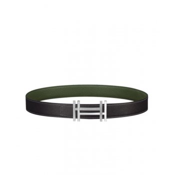 Hermes H Au Carre Belt Buckle & Reversible Leather Strap 32mm Green