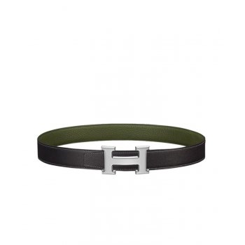 Hermes H Belt Buckle & Reversible Leather Strap 32mm Black