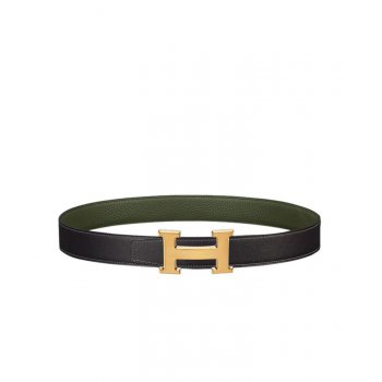 Hermes H Belt Buckle & Reversible Leather Strap 32mm Black