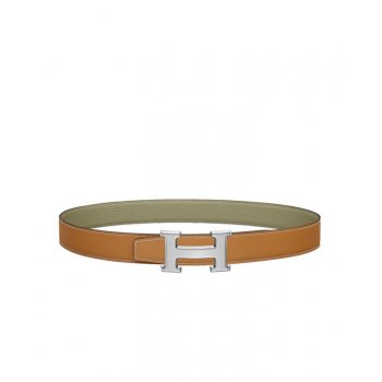 Hermes H Belt Buckle & Reversible Leather Strap 32mm Khaki