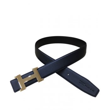 Hermes Men's H belt buckle & leather strap Black Dark Coffee