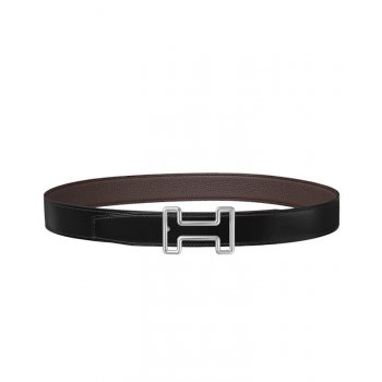 Hermes Men's Tonight belt buckle & Reversible leather strap Dark Coffee