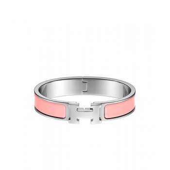 Hermes Silver Clic H Bracelet Pink