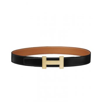 Hermes Women's Quizz belt buckle & Reversible leather strap Light Coffee